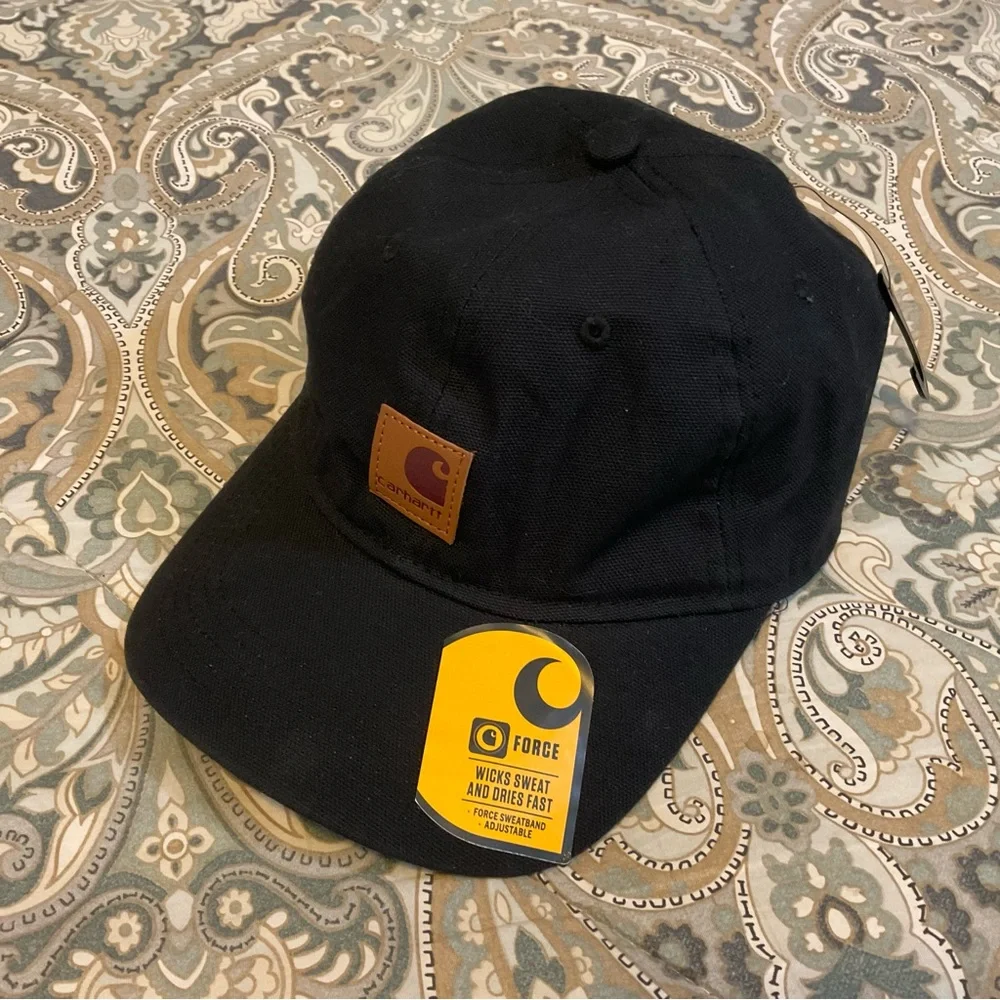 NWT Carhartt Canvas Mesh Leather Logo Back Quality Graphic Hat.